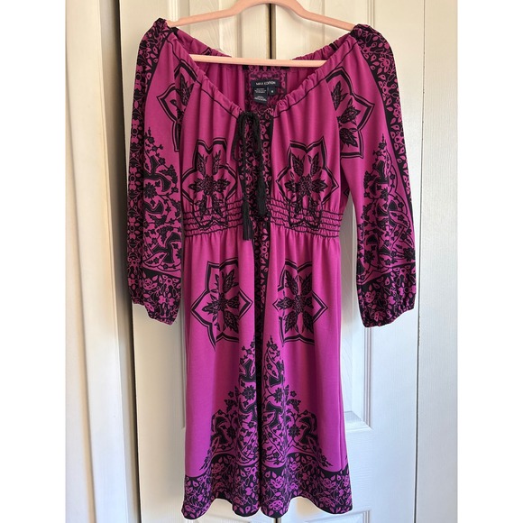 Max Edition Boho Peasant Dress – Size Medium – Purple & Black Floral Paisley - Picture 8 of 8